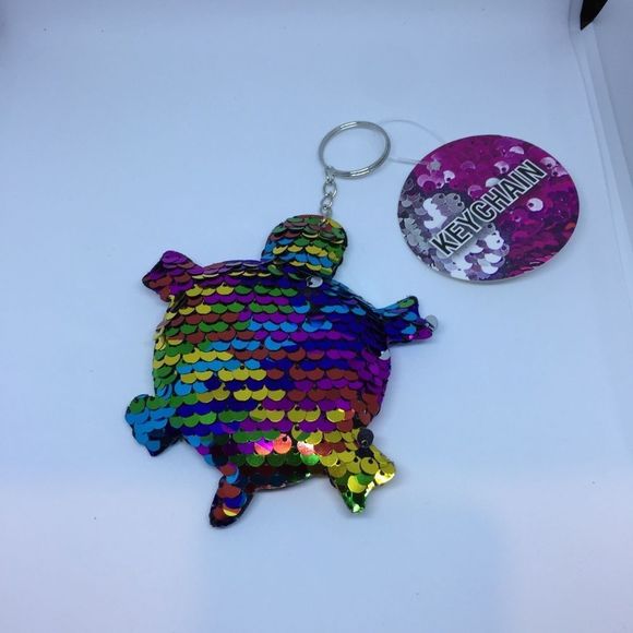 Multi Color Turtle Sequin Keychain - Picture 2 of 3